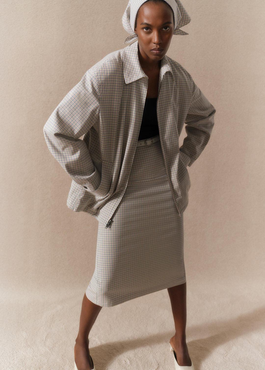 Gardener's Check Cotton Oversized Bomber Jacket in Jackets & Outerwear - STONE/TAN | VINCE Sale
