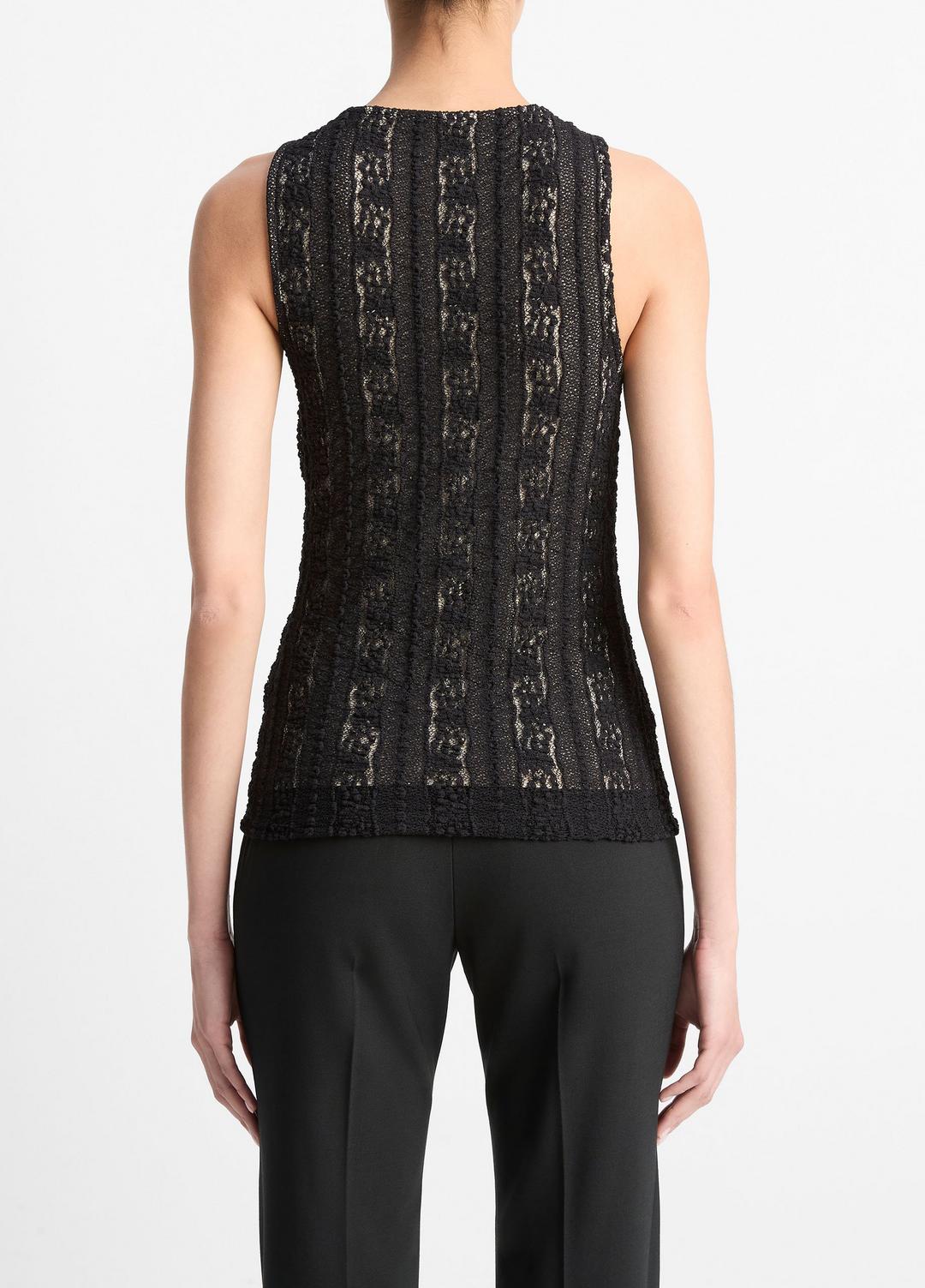 Smocked Lace Shell in Shirts & Tees - BLACK | VINCE Sale