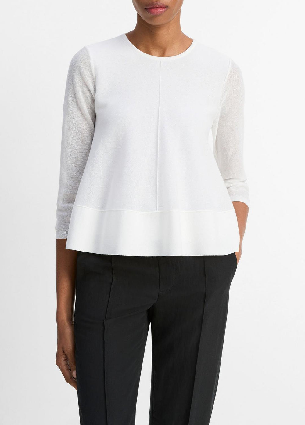 Italian Cotton-Blend A-Line Sweater in Sweaters - OPTIC WHITE | VINCE Sale