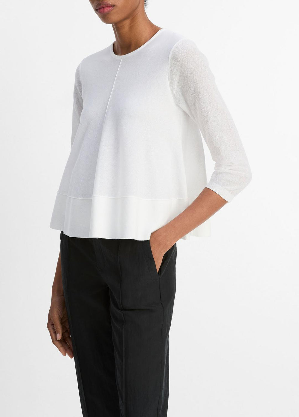 Italian Cotton-Blend A-Line Sweater in Sweaters - OPTIC WHITE | VINCE Sale