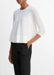 Italian Cotton-Blend A-Line Sweater in Sweaters - OPTIC WHITE | VINCE Sale