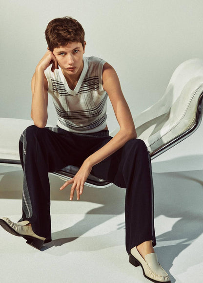 Featherweight Plaid Wool Sweater Vest in Sweaters - OFF WHITE/COASTAL BLUE | VINCE Sale