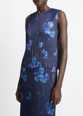 Poppy Blur Crushed Satin Shell in Shirts & Tees - MIDNIGHT | VINCE Sale