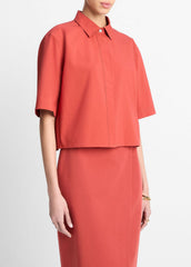 Cotton Short-Sleeve Cropped Shirt in Shirts & Tees - BRICK ROSE | VINCE Sale