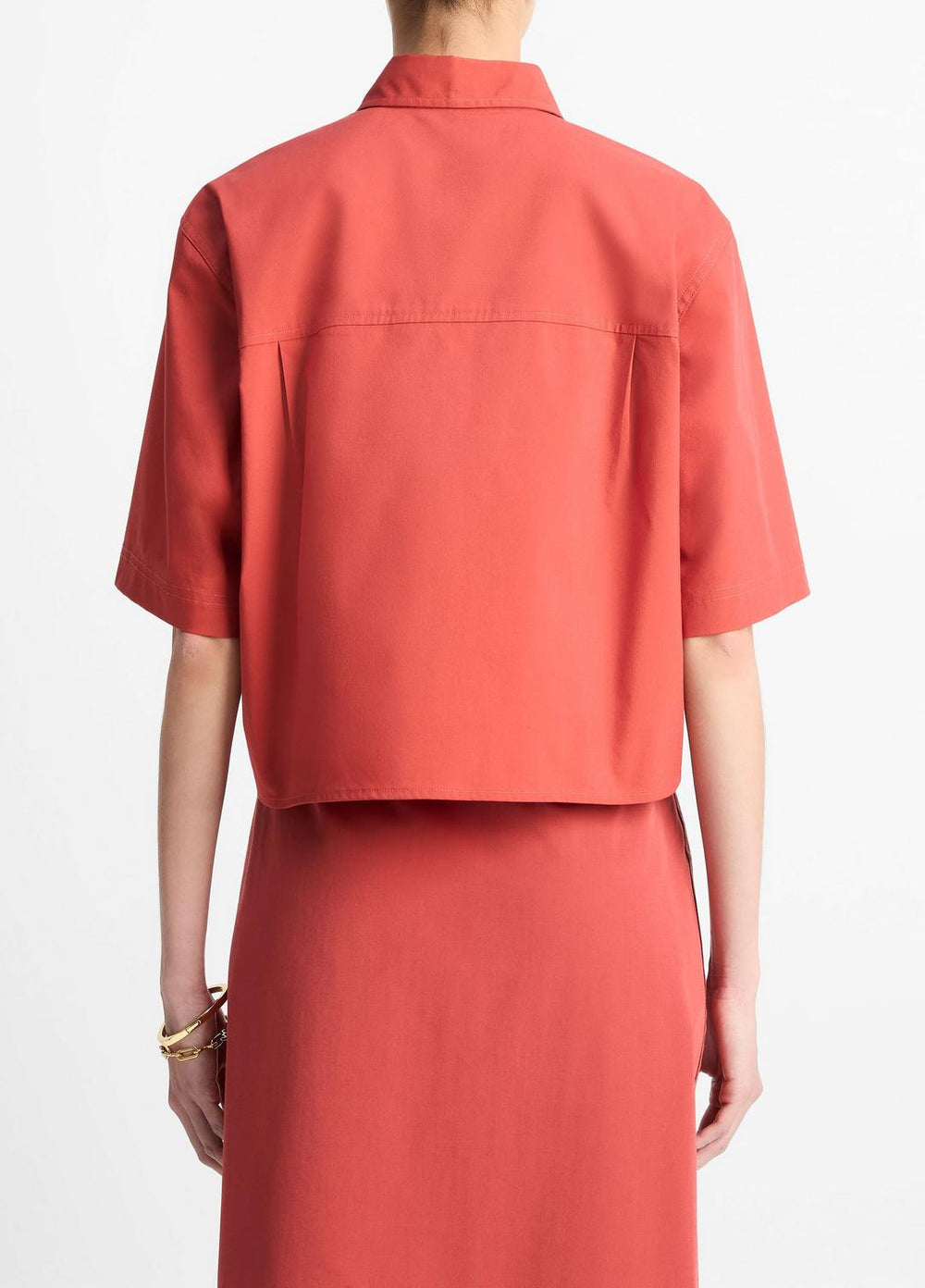 Cotton Short-Sleeve Cropped Shirt in Shirts & Tees - BRICK ROSE | VINCE Sale