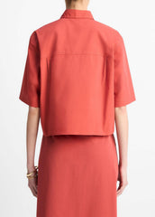 Cotton Short-Sleeve Cropped Shirt in Shirts & Tees - BRICK ROSE | VINCE Sale
