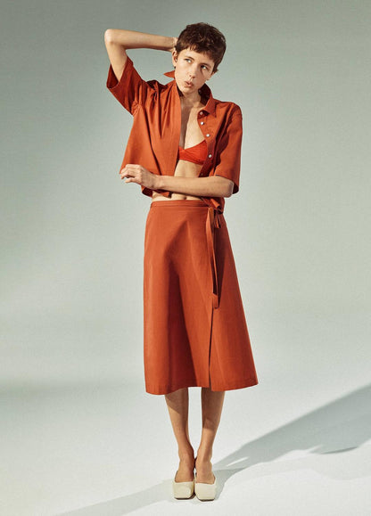 Cotton Short-Sleeve Cropped Shirt in Shirts & Tees - BRICK ROSE | VINCE Sale