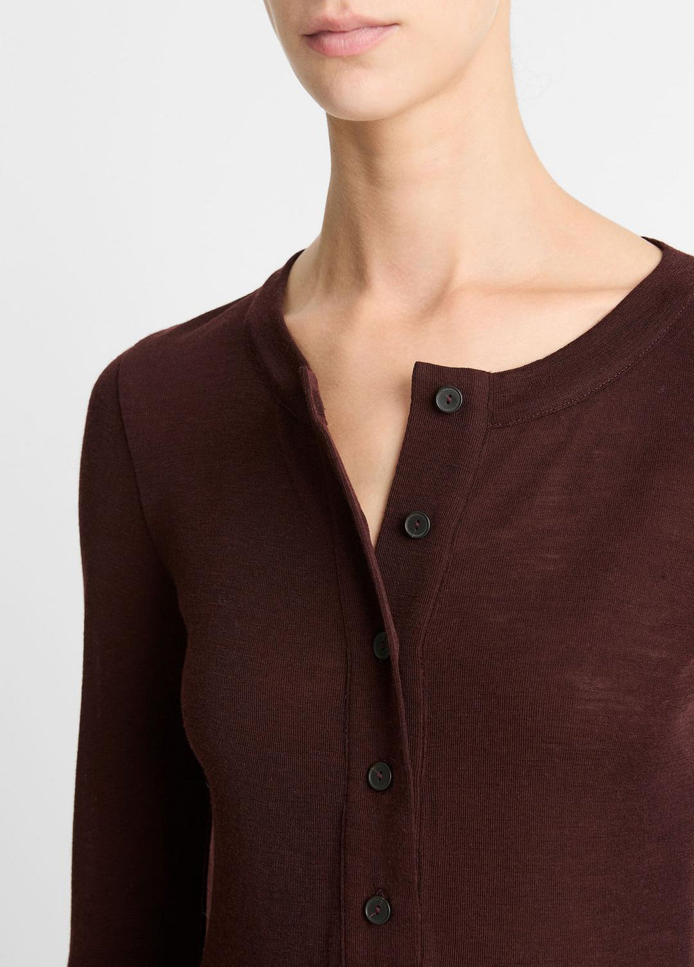 Wool Long-Sleeve Henley in Shirts & Tees - CHERRY NIGHT | VINCE Sale