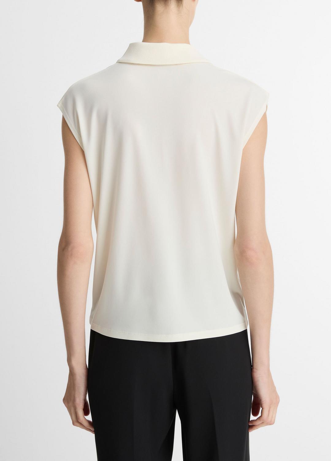 Matte Jersey Cap-Sleeve Polo Top in Shirts & Tees - IVORY | VINCE Sale