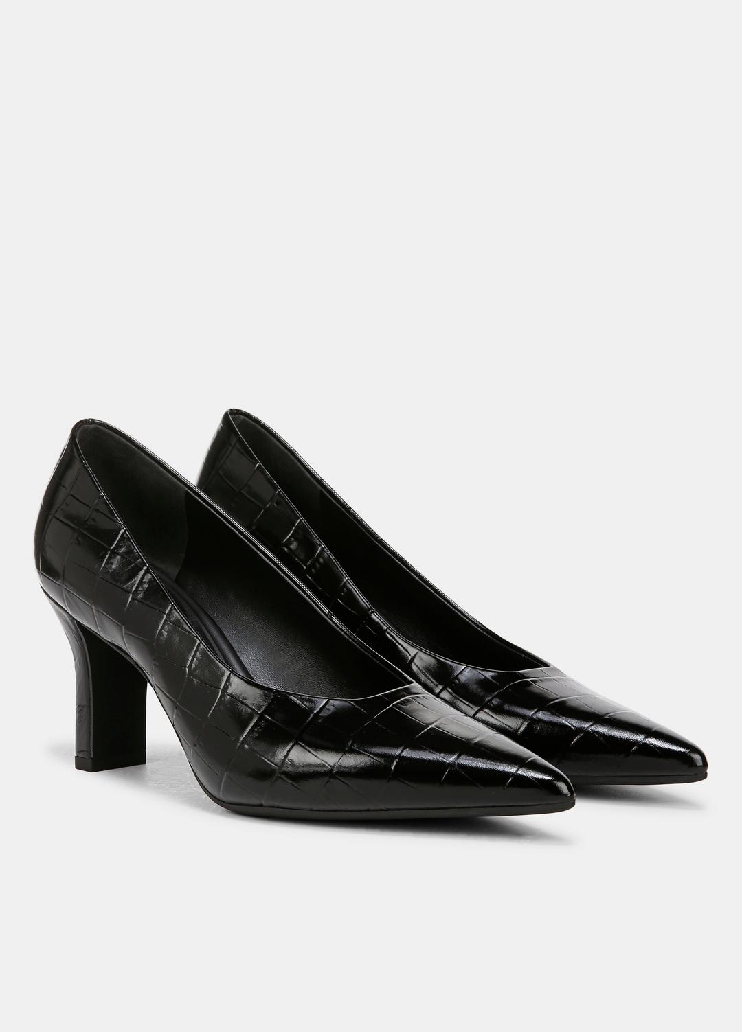Diane Croc-Embossed Leather Pump in Shoes - BLACK | VINCE Sale