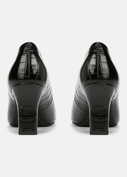 Diane Croc-Embossed Leather Pump in Shoes - BLACK | VINCE Sale