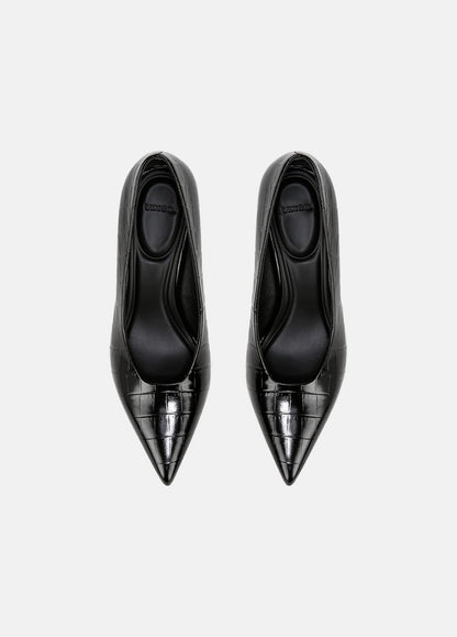 Diane Croc-Embossed Leather Pump in Shoes - BLACK | VINCE Sale