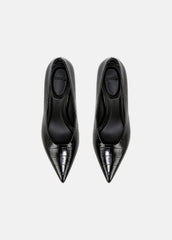 Diane Croc-Embossed Leather Pump in Shoes - BLACK | VINCE Sale