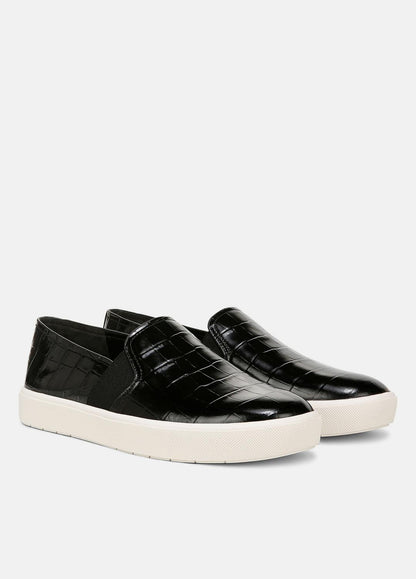 Blair Croc-Embossed Leather Sneaker in Shoes - BLACK | VINCE Sale