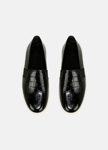 Blair Croc-Embossed Leather Sneaker in Shoes - BLACK | VINCE Sale