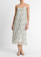 Fenced Plaid Layered Dress in Dresses & Skirts - OFF WHITE/GREY | VINCE Sale