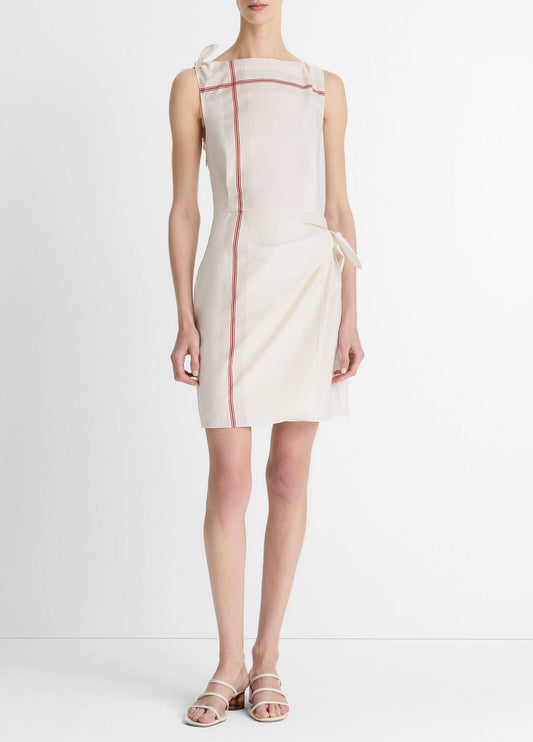 Handkerchief-Stripe Wrap Dress in Dresses & Skirts - OAT SHELL/BRICK ROSE | VINCE Sale