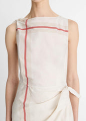 Handkerchief-Stripe Wrap Dress in Dresses & Skirts - OAT SHELL/BRICK ROSE | VINCE Sale