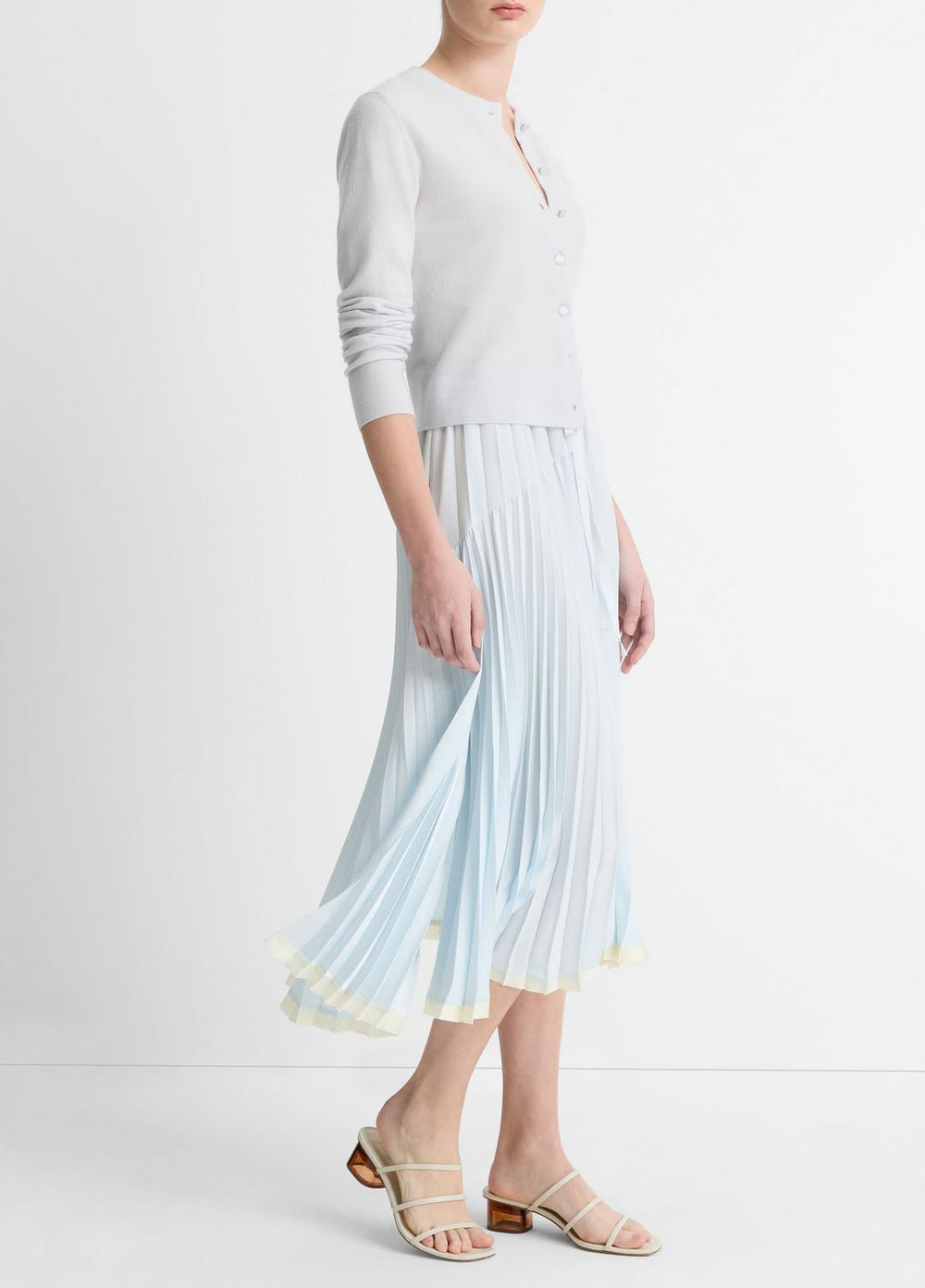 Pleated Satin Tiered Skirt in Dresses & Skirts - SKY MIST | VINCE Sale