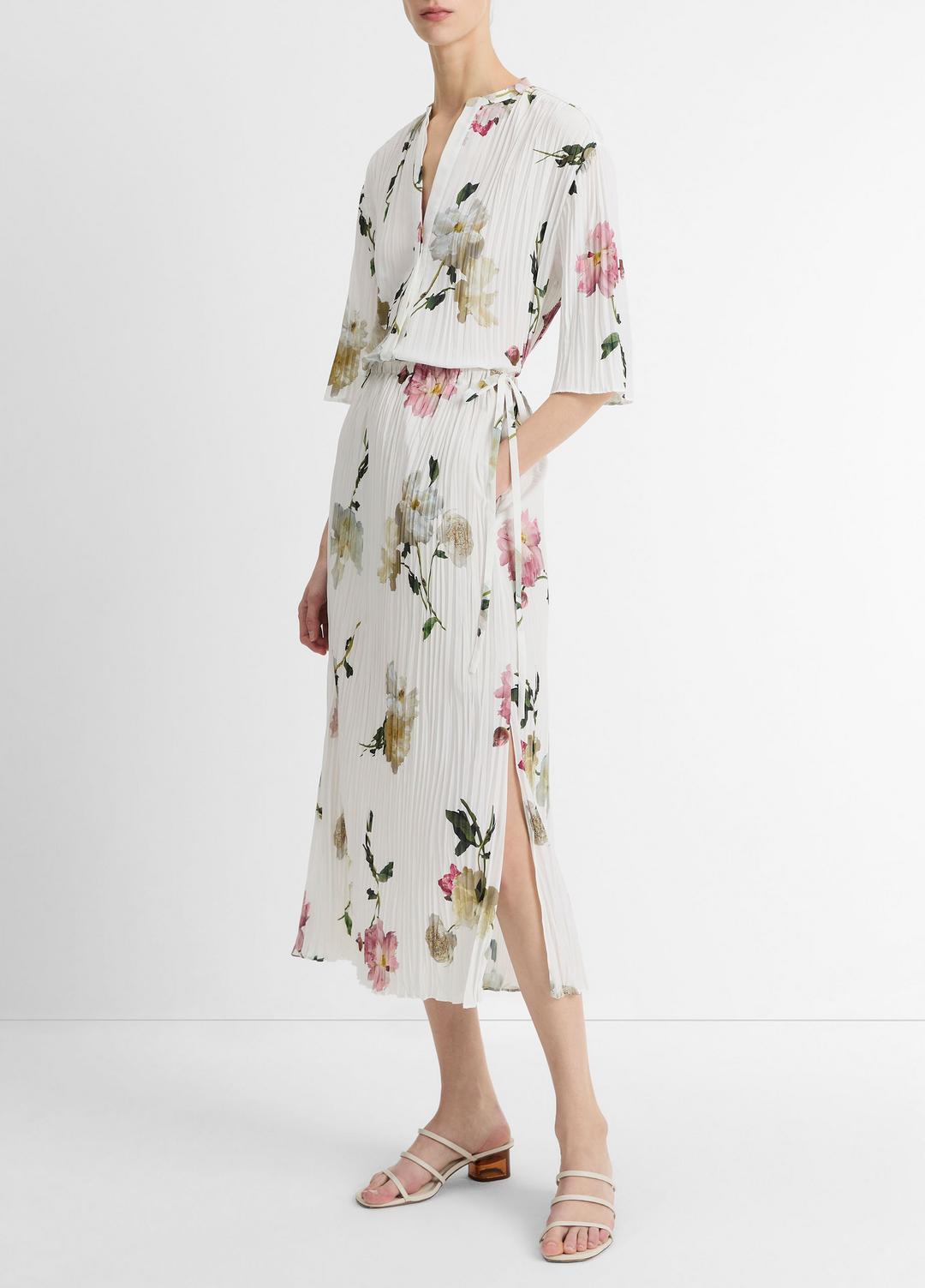 Wilted Peony Pleated Side-Tie Skirt in Dresses & Skirts - WHITE PEONY | VINCE Sale