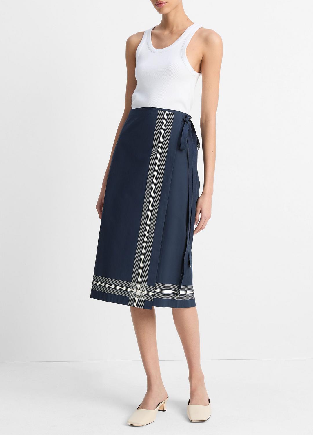 Handkerchief-Stripe Straight Wrap Skirt in Dresses & Skirts - COASTAL BLUE/PALE CANYON | VINCE Sale