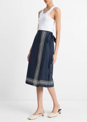 Handkerchief-Stripe Straight Wrap Skirt in Dresses & Skirts - COASTAL BLUE/PALE CANYON | VINCE Sale