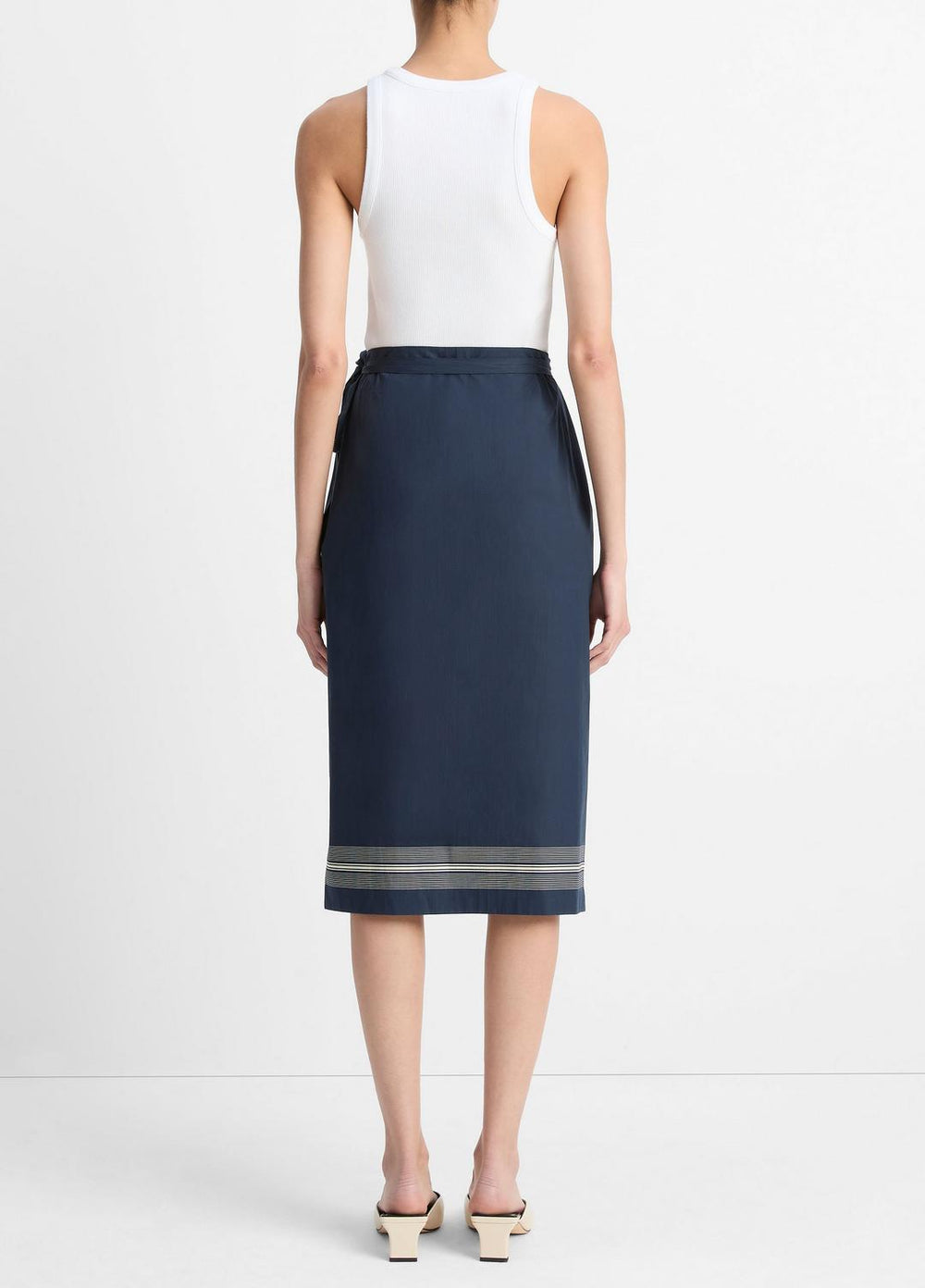 Handkerchief-Stripe Straight Wrap Skirt in Dresses & Skirts - COASTAL BLUE/PALE CANYON | VINCE Sale