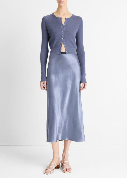 Contrast-Waistband Satin Bias Skirt in Dresses & Skirts - MAUVE THISTLE | VINCE Sale