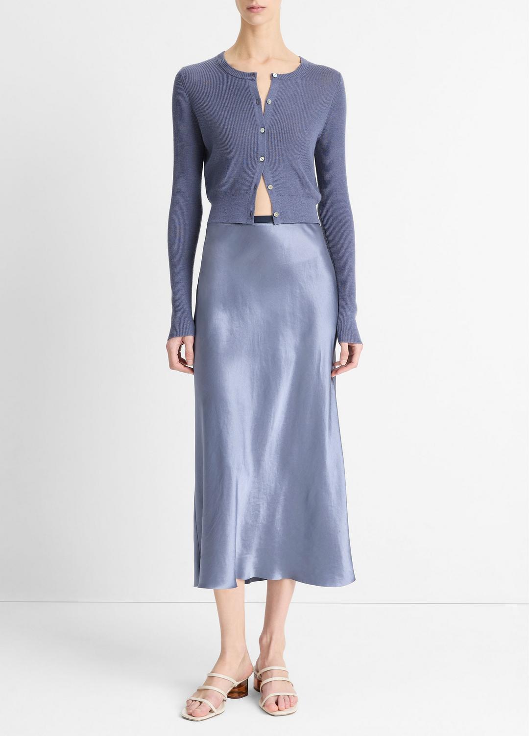 Contrast-Waistband Satin Bias Skirt in Dresses & Skirts - MAUVE THISTLE | VINCE Sale