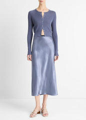 Contrast-Waistband Satin Bias Skirt in Dresses & Skirts - MAUVE THISTLE | VINCE Sale