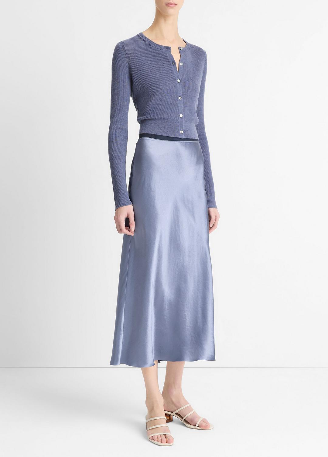 Contrast-Waistband Satin Bias Skirt in Dresses & Skirts - MAUVE THISTLE | VINCE Sale