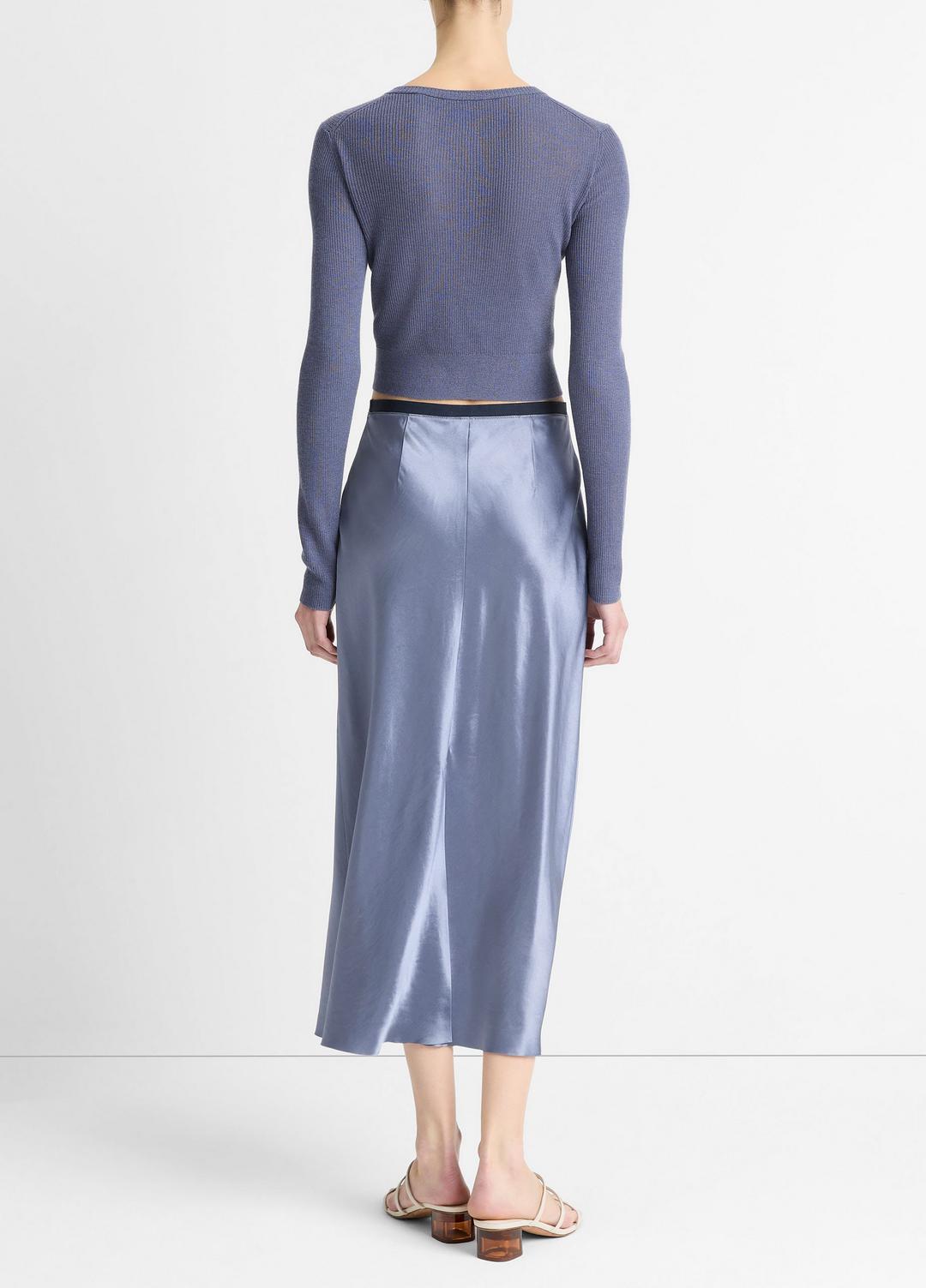 Contrast-Waistband Satin Bias Skirt in Dresses & Skirts - MAUVE THISTLE | VINCE Sale