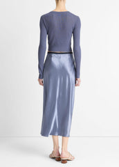Contrast-Waistband Satin Bias Skirt in Dresses & Skirts - MAUVE THISTLE | VINCE Sale