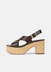 Clementina Leather Platform Sandal in Shoes - CACAO BROWN | VINCE Sale