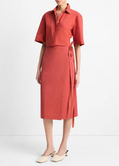 Cotton-Blend Straight Wrap Skirt in Dresses & Skirts - BRICK ROSE | VINCE Sale
