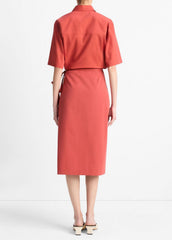 Cotton-Blend Straight Wrap Skirt in Dresses & Skirts - BRICK ROSE | VINCE Sale
