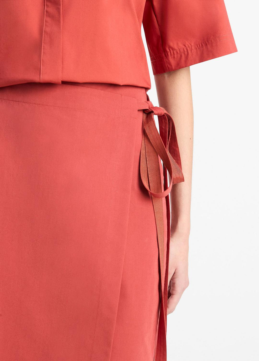 Cotton-Blend Straight Wrap Skirt in Dresses & Skirts - BRICK ROSE | VINCE Sale