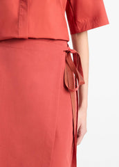 Cotton-Blend Straight Wrap Skirt in Dresses & Skirts - BRICK ROSE | VINCE Sale