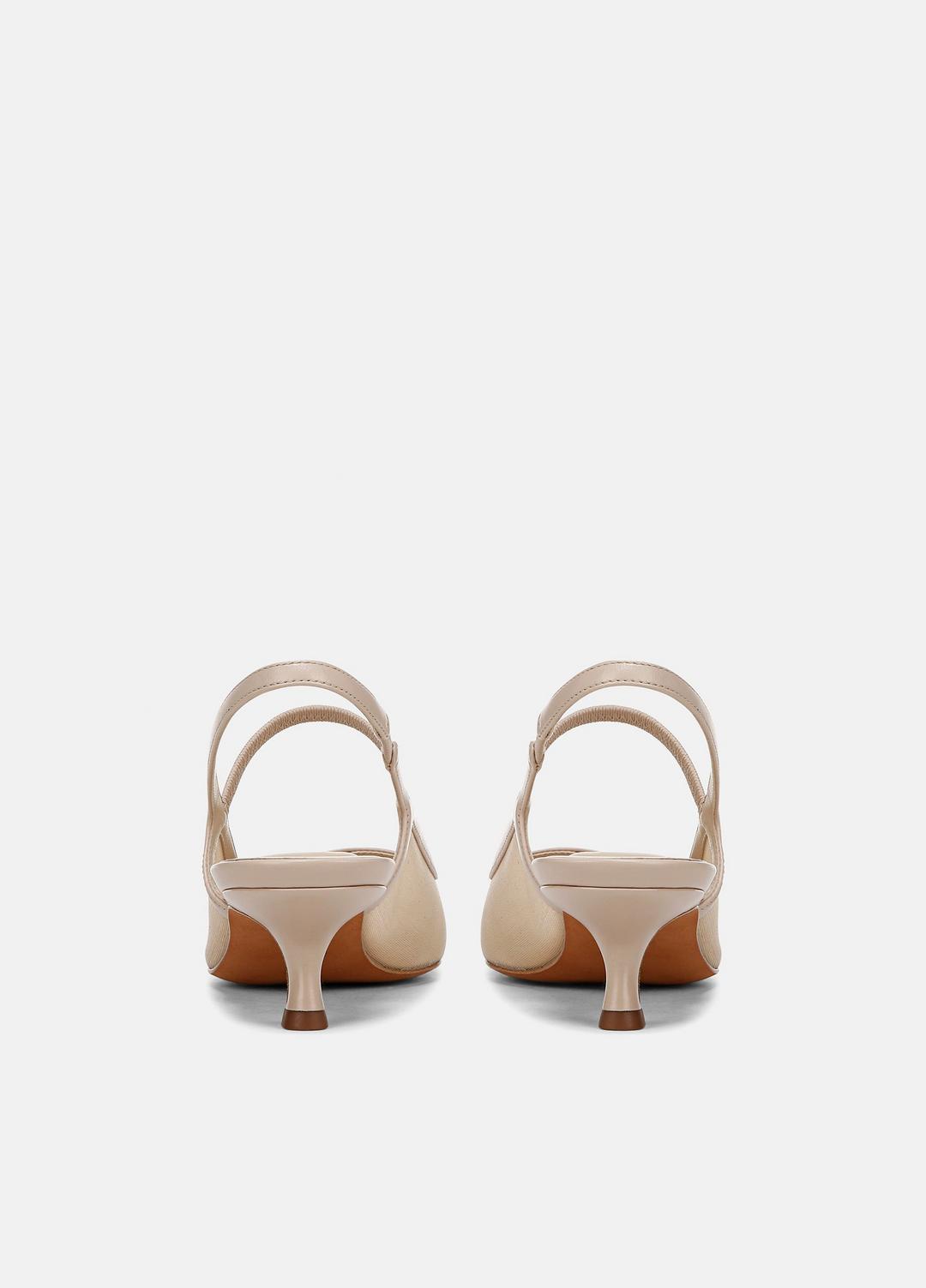 Venice Leather and Mesh Slingback Kitten Heel in Shoes - BIRCH SAND | VINCE Sale