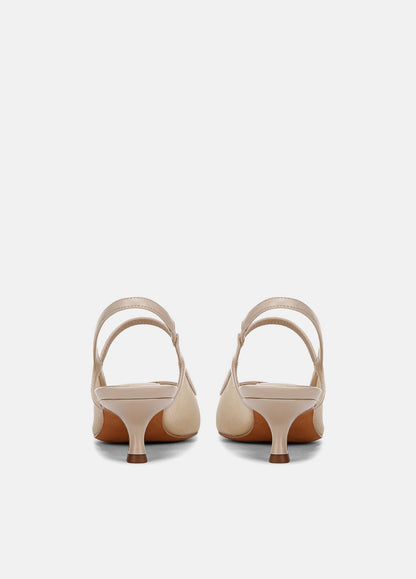 Venice Leather and Mesh Slingback Kitten Heel in Shoes - BIRCH SAND | VINCE Sale