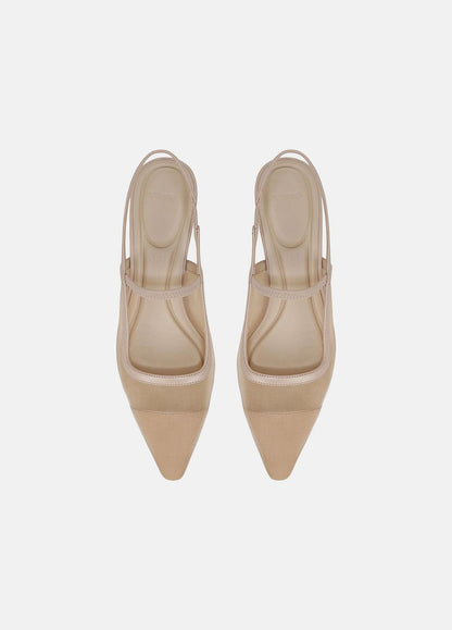 Venice Leather and Mesh Slingback Kitten Heel in Shoes - BIRCH SAND | VINCE Sale