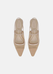 Venice Leather and Mesh Slingback Kitten Heel in Shoes - BIRCH SAND | VINCE Sale