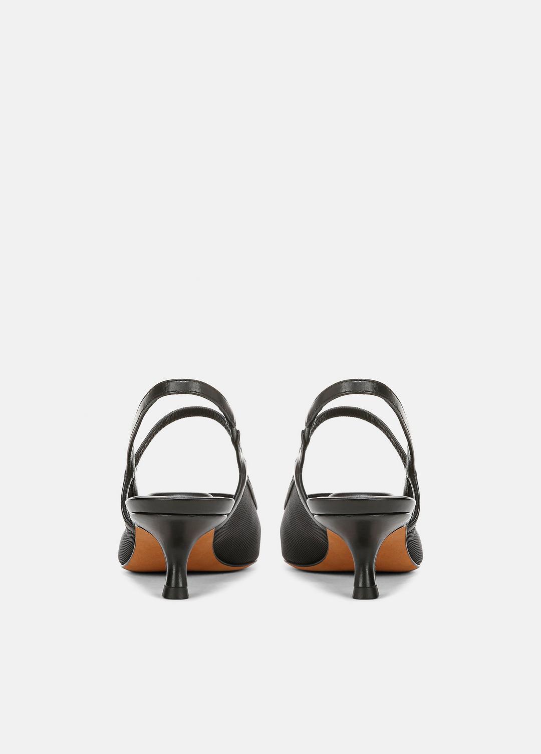 Venice Leather and Mesh Slingback Kitten Heel in Shoes - BLACK | VINCE Sale
