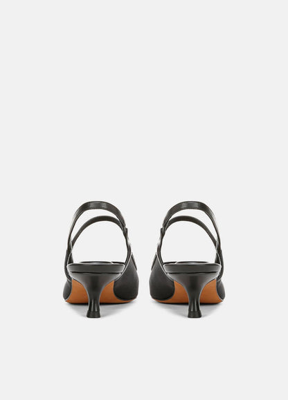 Venice Leather and Mesh Slingback Kitten Heel in Shoes - BLACK | VINCE Sale