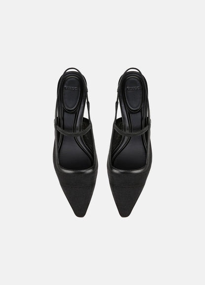 Venice Leather and Mesh Slingback Kitten Heel in Shoes - BLACK | VINCE Sale
