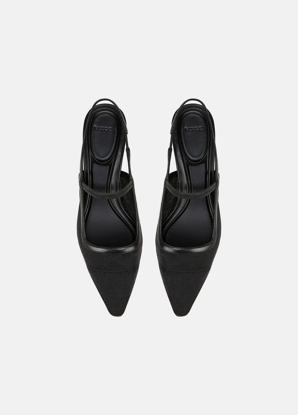Venice Leather and Mesh Slingback Kitten Heel in Shoes - BLACK | VINCE Sale