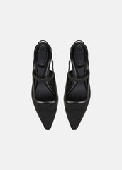 Venice Leather and Mesh Slingback Kitten Heel in Shoes - BLACK | VINCE Sale