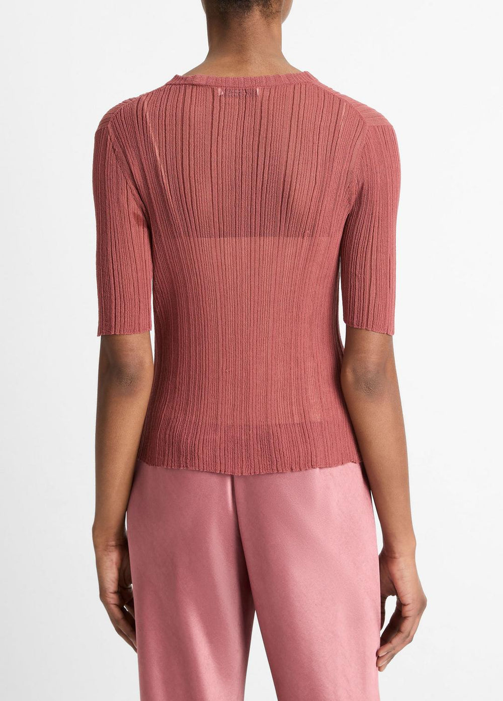 Italian Cotton-Blend Double-Layer Top in Sweaters - ROSE JAM/SABBIA | VINCE Sale