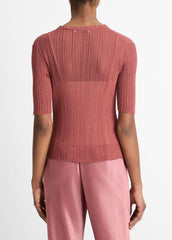 Italian Cotton-Blend Double-Layer Top in Sweaters - ROSE JAM/SABBIA | VINCE Sale