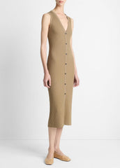 Ribbed Cotton-Blend Button-Front Dress in Dresses & Skirts - TAPENADE | VINCE Sale
